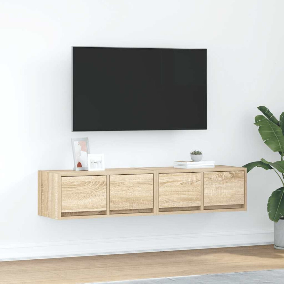 vidaXL Tv-meubelen 2 st 60x31x25,5 cm bewerkt hout sonoma eikenkleurig afbeelding 1