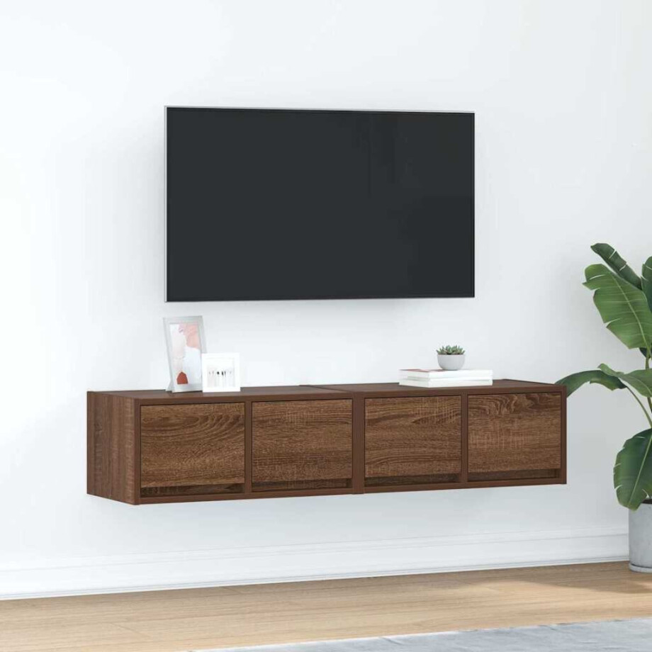 vidaXL Tv-meubelen 2 st 60x31x25,5 cm bewerkt hout bruin eikenkleurig vidaXL Tv-meubelen 2 st 60x31x25,5 cm bewerkt hout bruin eikenkleurig afbeelding 1