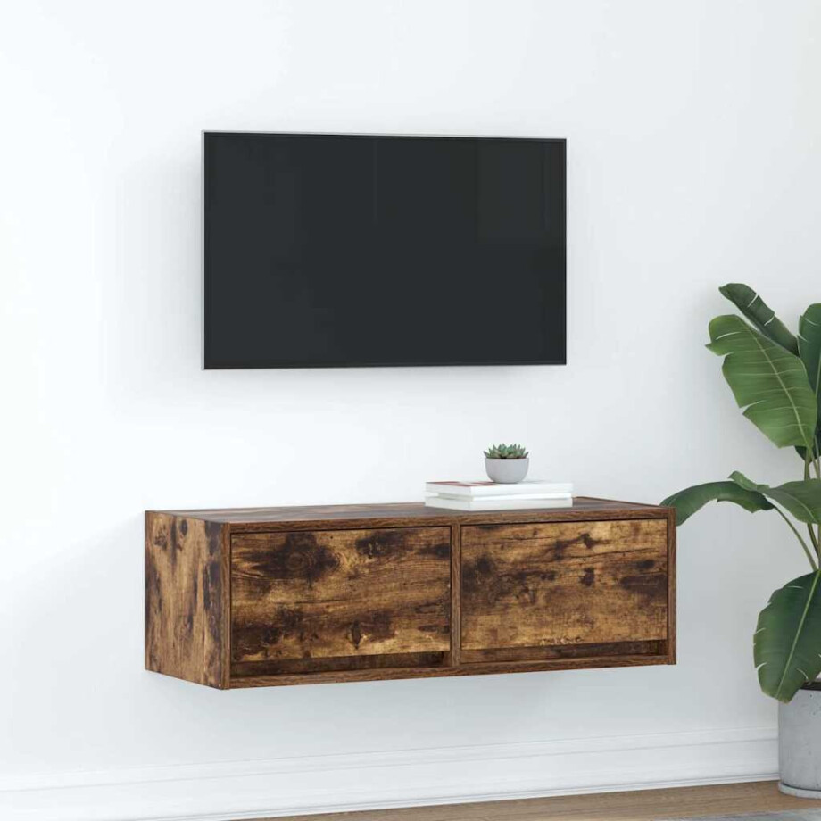 vidaXL Tv-meubel 80x31x25,5 cm bewerkt hout gerookt eikenkleurig afbeelding 1