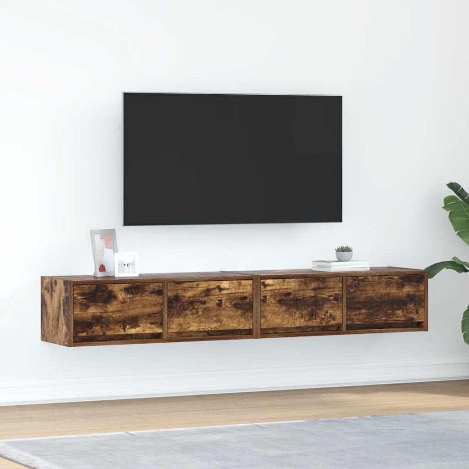 vidaXL Tv-meubelen 2 st 80x31x25,5cm bewerkt hout gerookt eikenkleurig afbeelding 1