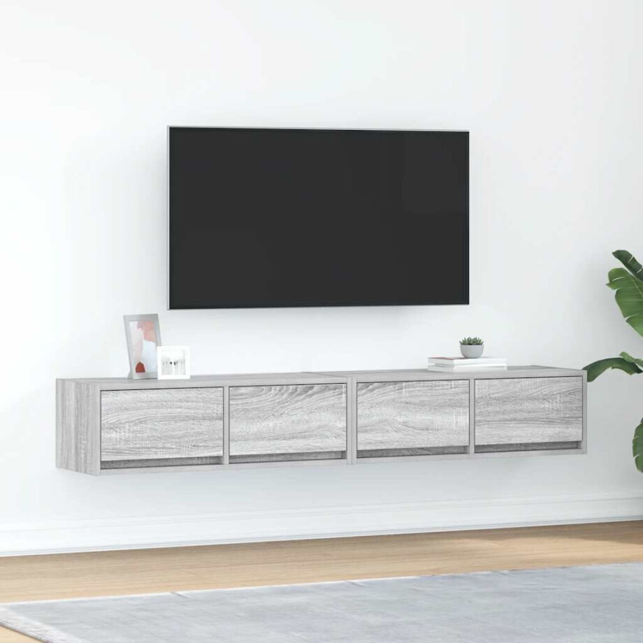 vidaXL Tv-meubelen 2 st 80x31x25,5 cm bewerkt hout grijs sonoma eiken afbeelding 1