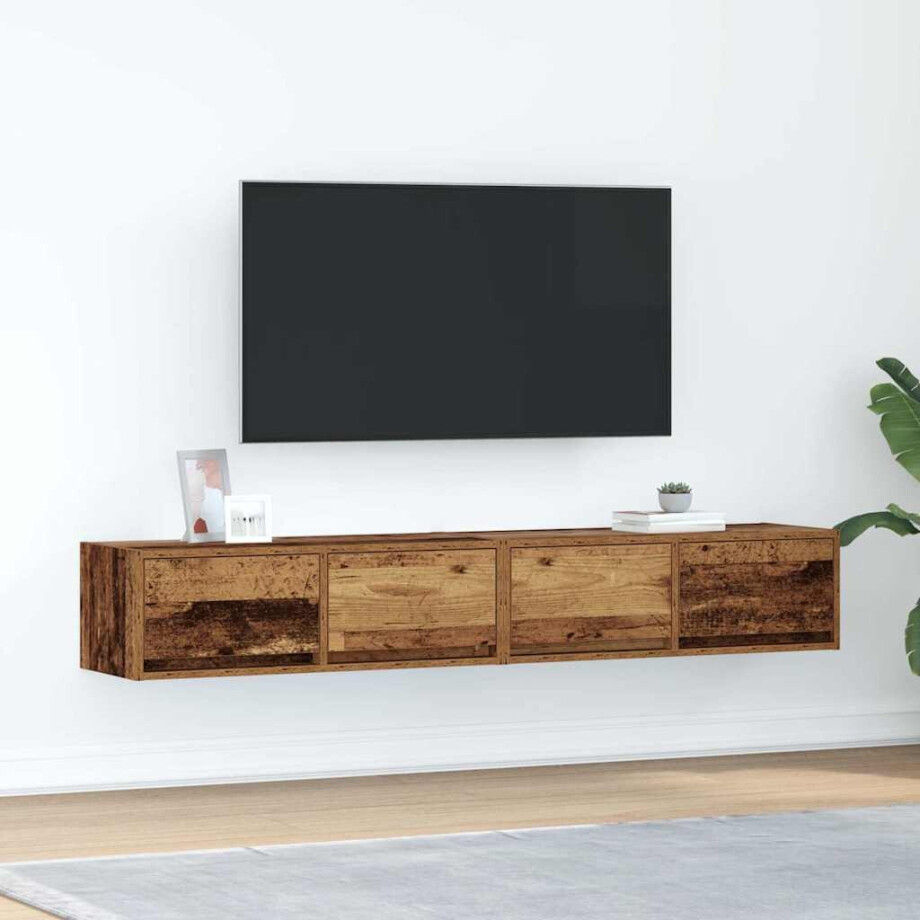 vidaXL Tv-meubels 2 st 80x31x25,5 cm bewerkt hout oud houtkleurig afbeelding 1