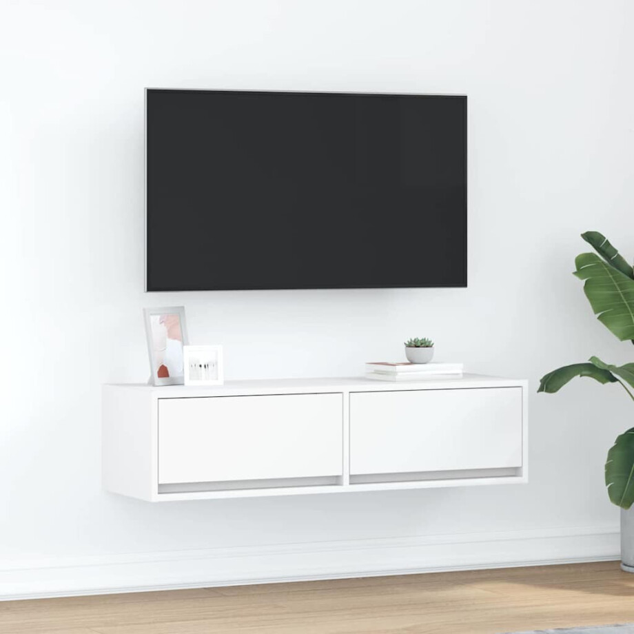 vidaXL TV-kast met lade Wit 100 x 31 x 25,5 cm Bewerkt hout afbeelding 1
