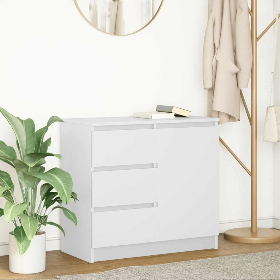 vidaXL Dressoir met lade 71x35x65 cm spaanplaat wit afbeelding 1