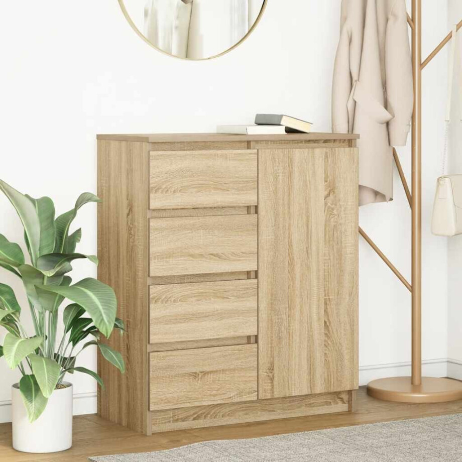 vidaXL Dressoir met lades 71x35x84 cm spaanplaat sonoma eikenkleurig afbeelding 1