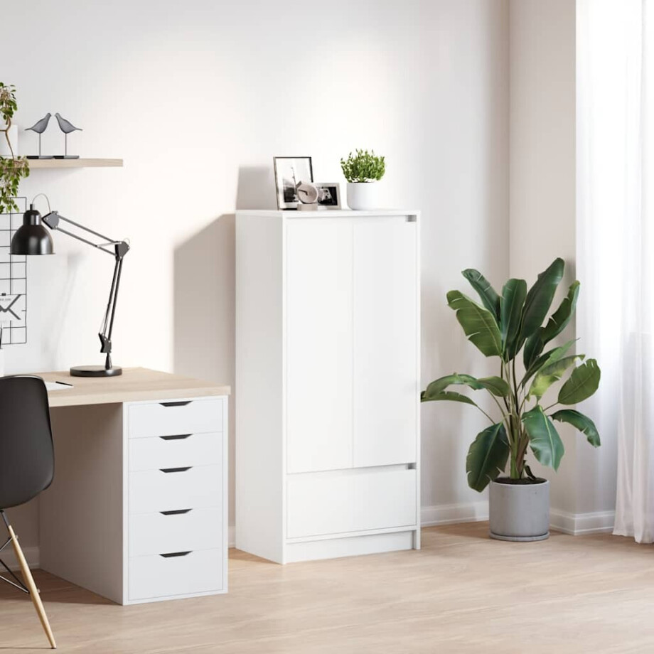 vidaXL Kast met lade 55,5x34x119,5 cm spaanplaat wit vidaXL Kast met lade 55,5x34x119,5 cm spaanplaat wit afbeelding 1