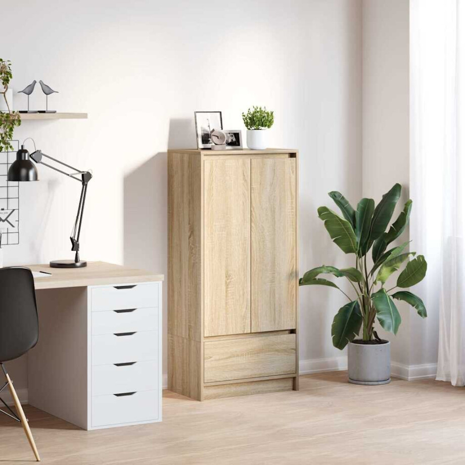 vidaXL Kast met lade 55,5x34x119,5 cm spaanplaat sonoma eikenkleurig afbeelding 1