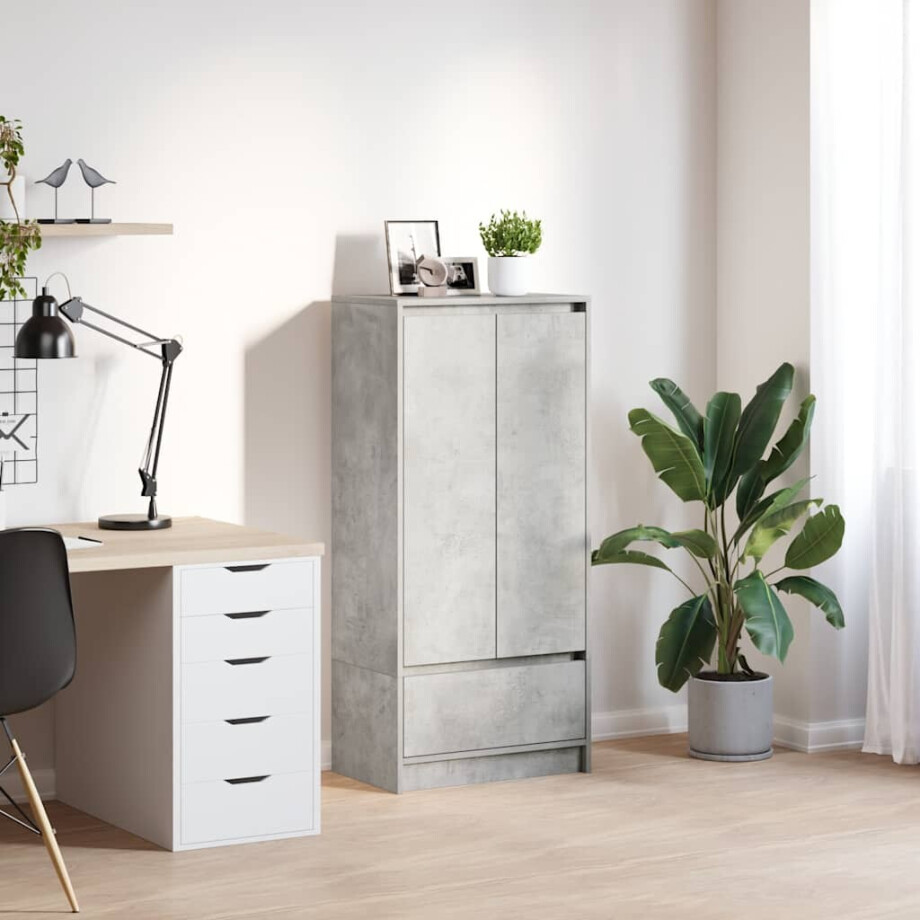 vidaXL Kast met lade 55,5x34x119,5 cm spaanplaat betongrijs afbeelding 1