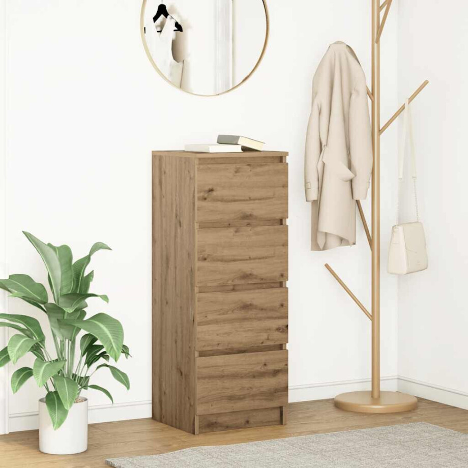 vidaXL Dressoir 37,5x35x99 cm spaanplaat ambachtelijk eikenkleurig afbeelding 1
