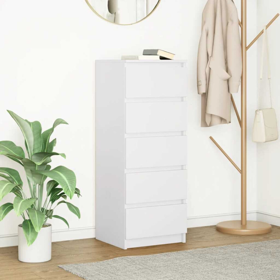 vidaXL Dressoir met lades 37,5x35x99 cm spaanplaat wit vidaXL Dressoir met lades 37,5x35x99 cm spaanplaat wit afbeelding 1