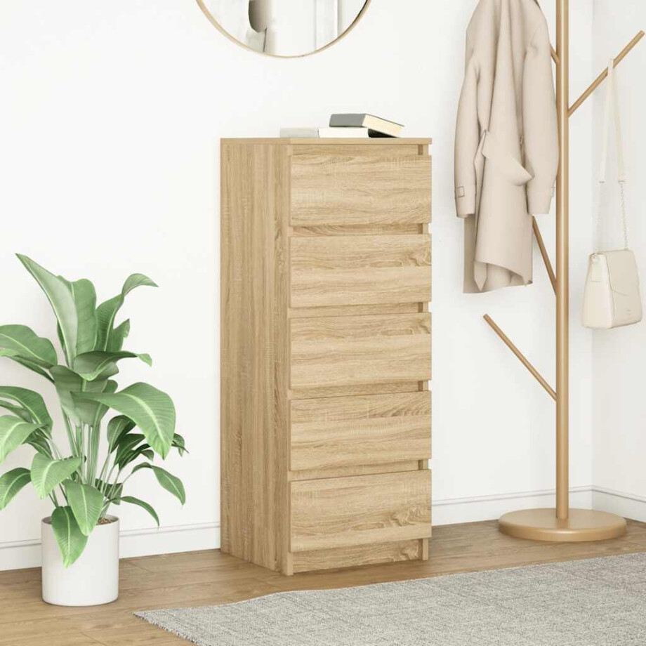 vidaXL Dressoir met lades 37,5x35x99 cm spaanplaat sonoma eikenkleurig vidaXL Dressoir met lades 37,5x35x99 cm spaanplaat sonoma eikenkleurig afbeelding 1