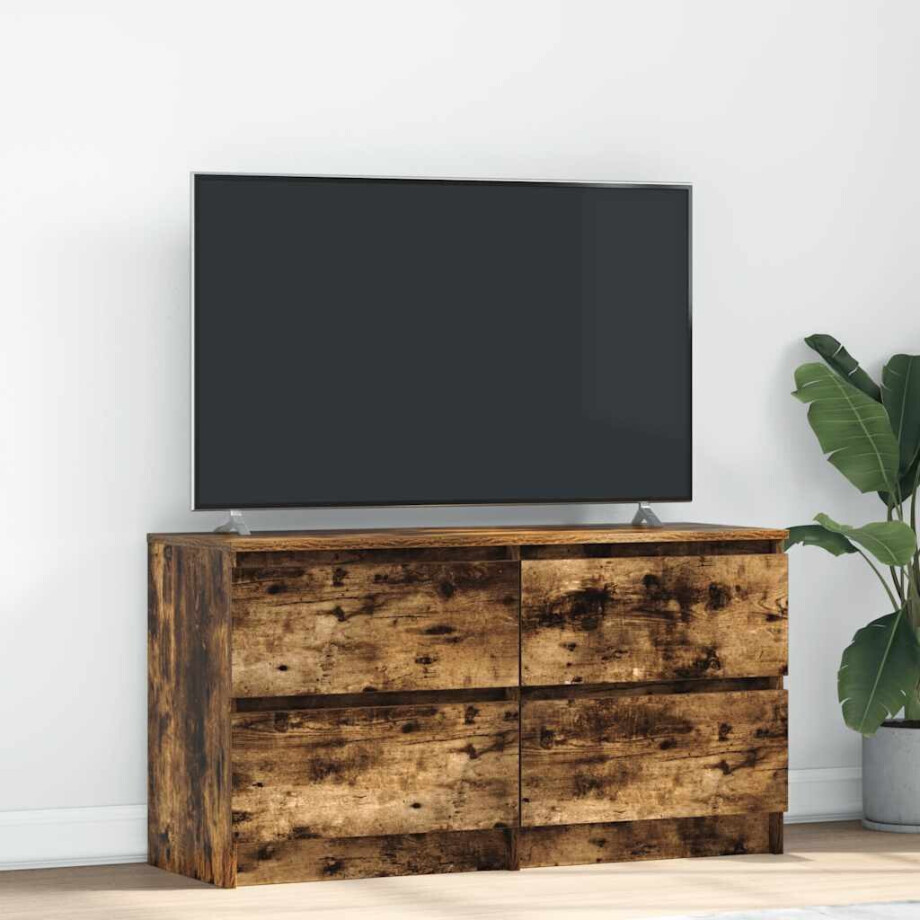 vidaXL Tv-meubel 100x35x54 cm bewerkt hout gerookt eikenkleurig afbeelding 1