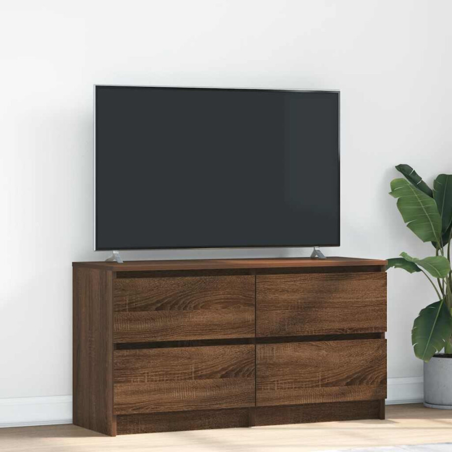 vidaXL Tv-meubel 100x35x54 cm bewerkt hout bruin eikenkleur afbeelding 1