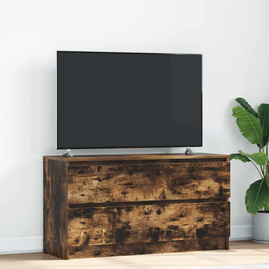 vidaXL Tv-meubel 100x35x54 cm bewerkt hout gerookt eikenkleurig afbeelding 1
