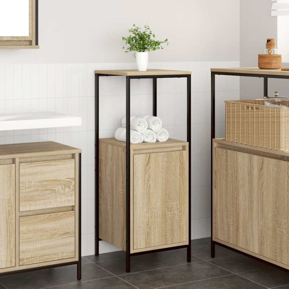 vidaXL Badkamermeubel met planken 36x35x95 cm Sonoma eikenkleurig afbeelding 1