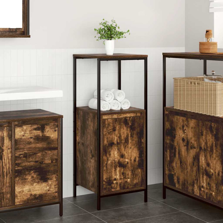 vidaXL Badkamerkast met planken 36x35x95 cm gerookt eiken vidaXL Badkamerkast met planken 36x35x95 cm gerookt eiken afbeelding 1