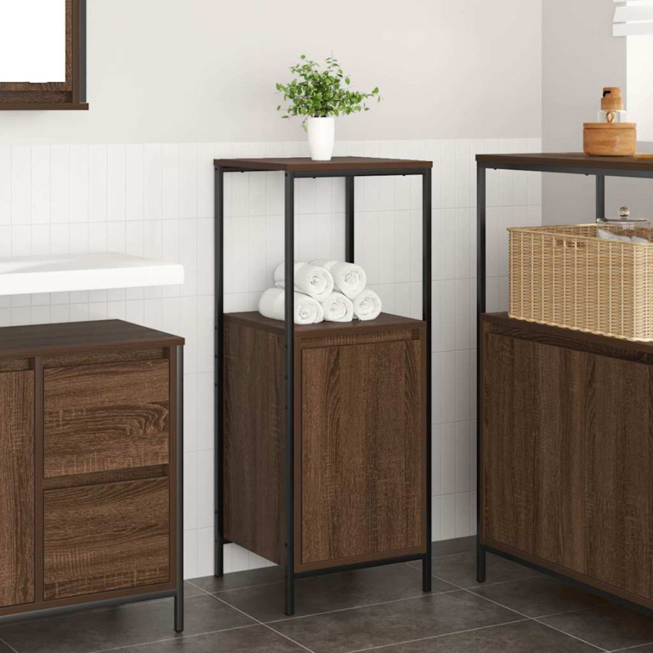 vidaXL Badkamermeubel met planken 36x35x95 cm bruin eiken vidaXL Badkamermeubel met planken 36x35x95 cm bruin eiken afbeelding 1