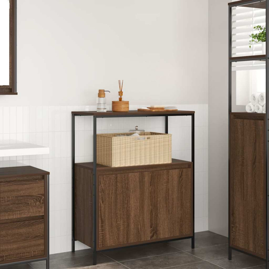 vidaXL Badkamermeubel met planken 76,5x35x95 cm bruin eiken vidaXL Badkamermeubel met planken 76,5x35x95 cm bruin eiken afbeelding 1