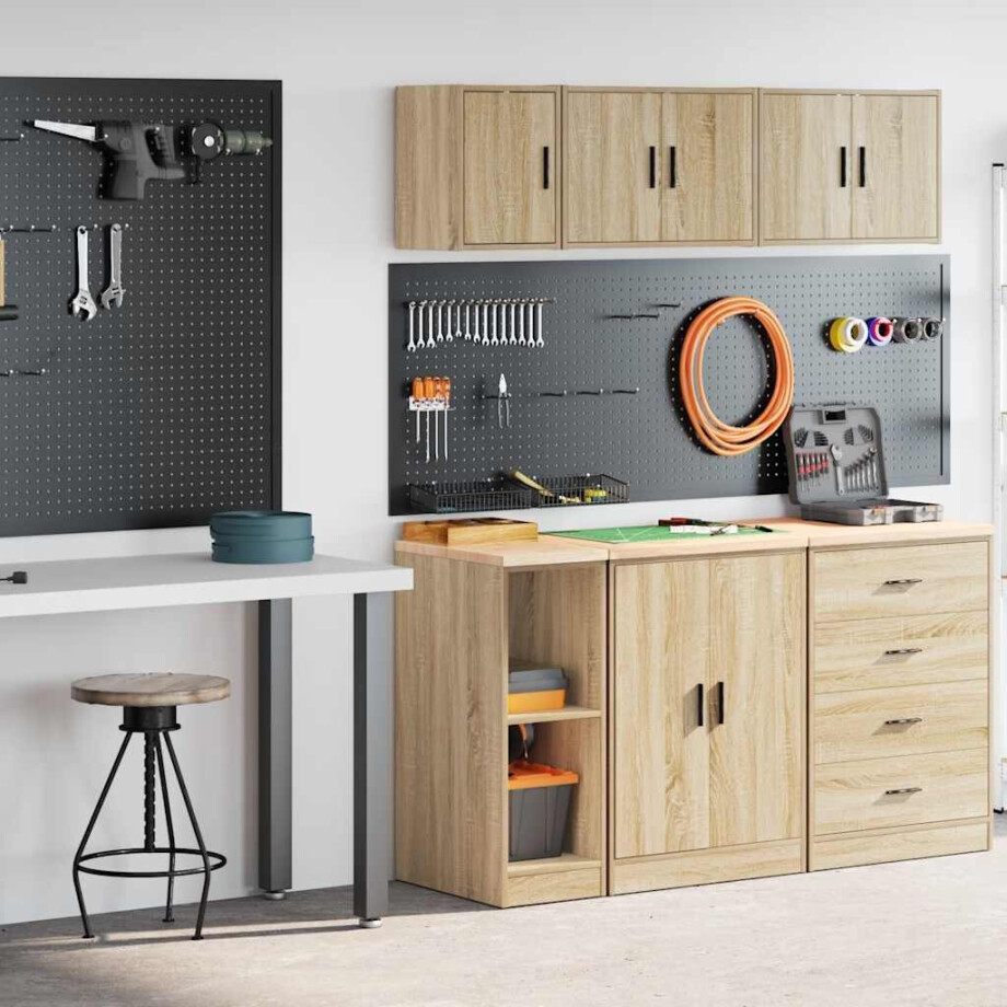 vidaXL Garagekasten 2 st Spaanplaat Sonoma eikenkleurig afbeelding 1