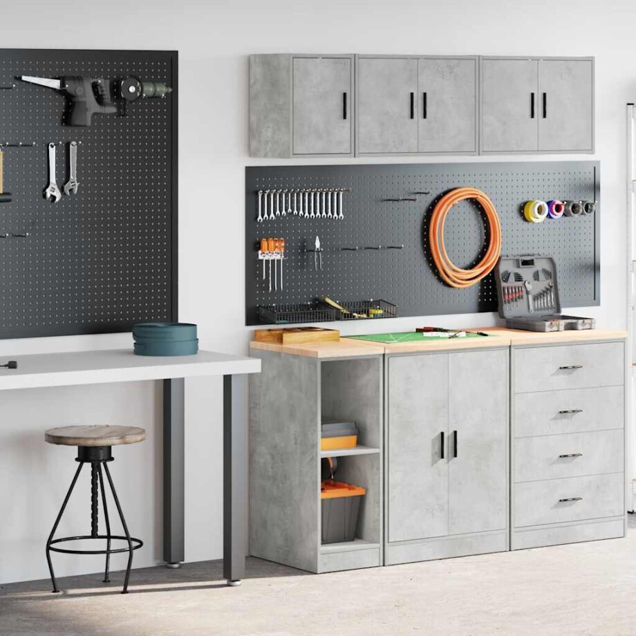 vidaXL Garagekasten 2 st bewerkt hout betongrijs vidaXL Garagekasten 2 st bewerkt hout betongrijs afbeelding 1