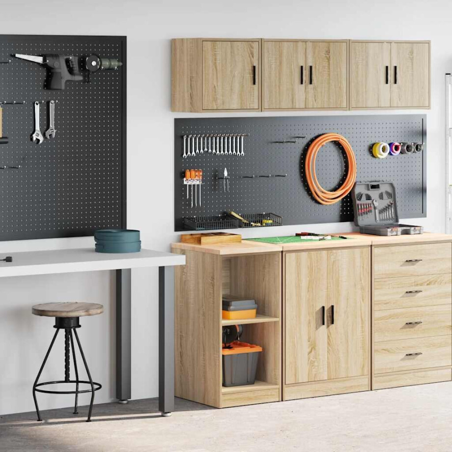 vidaXL Garagekasten 2 st Spaanplaat Sonoma eikenkleurig afbeelding 1