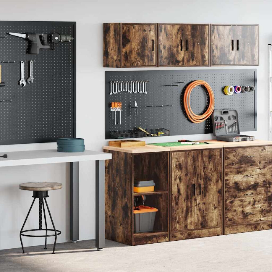 vidaXL Garagekasten 2 st Spaanplaat gerookt eiken afbeelding 1