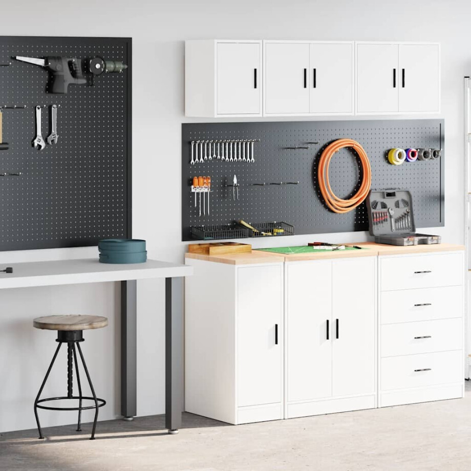 vidaXL Garagekasten 2 st spaanplaat wit afbeelding 1