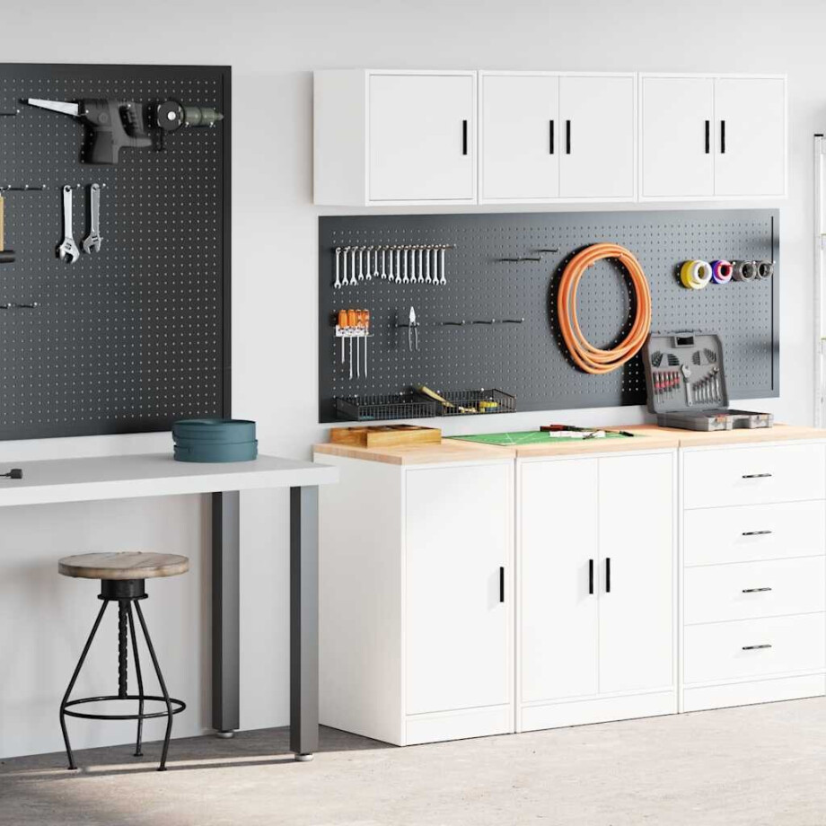 vidaXL Garagekasten 2 st spaanplaat wit afbeelding 1