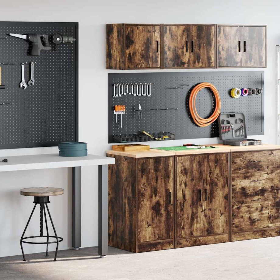 vidaXL Garagekasten 2 st Spaanplaat gerookt eiken afbeelding 1