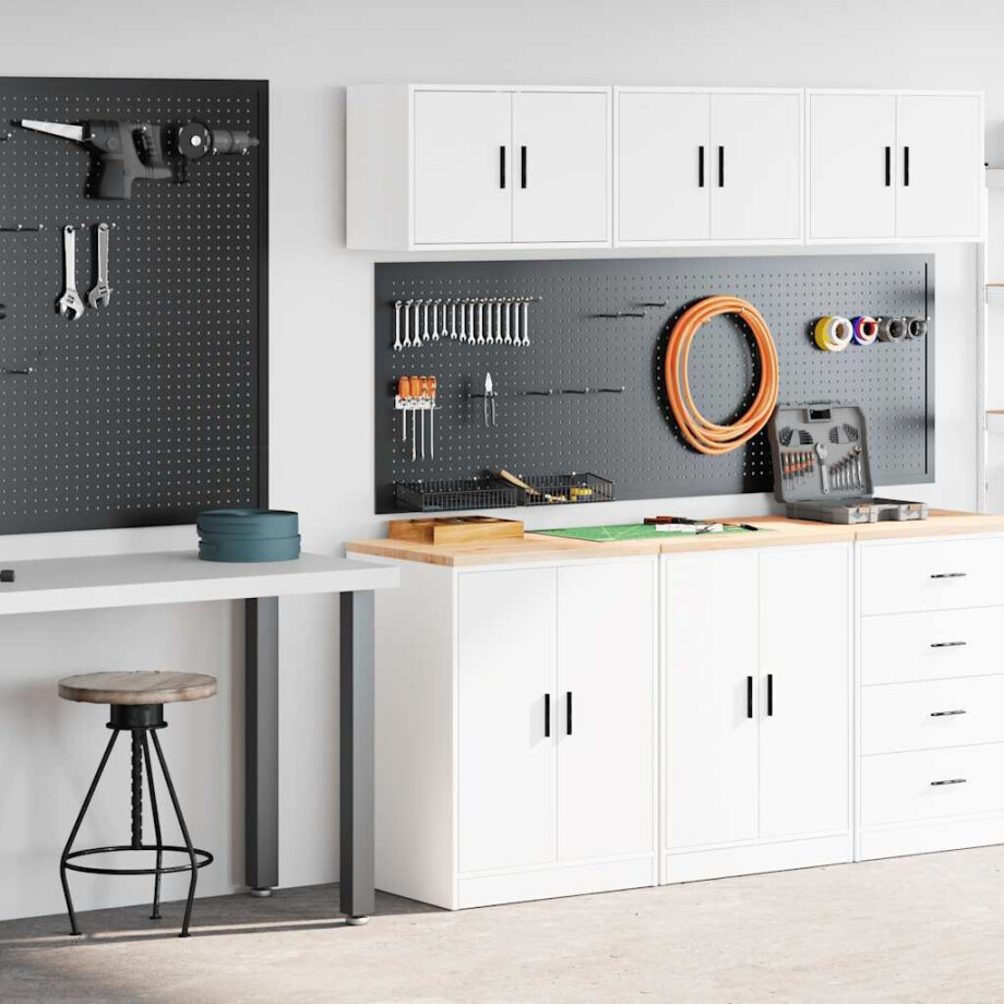 vidaXL Garagekasten 2 st spaanplaat wit afbeelding 1