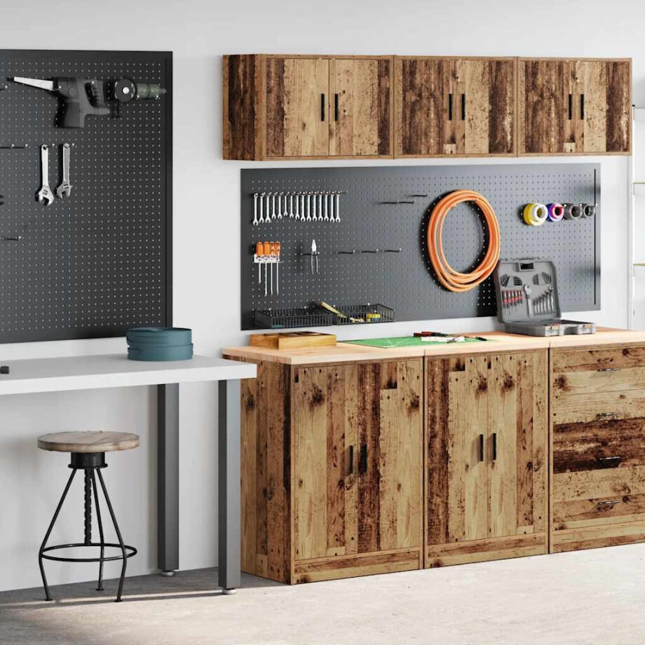 vidaXL Garagekasten 2 st bewerkt hout oud hout afbeelding 1