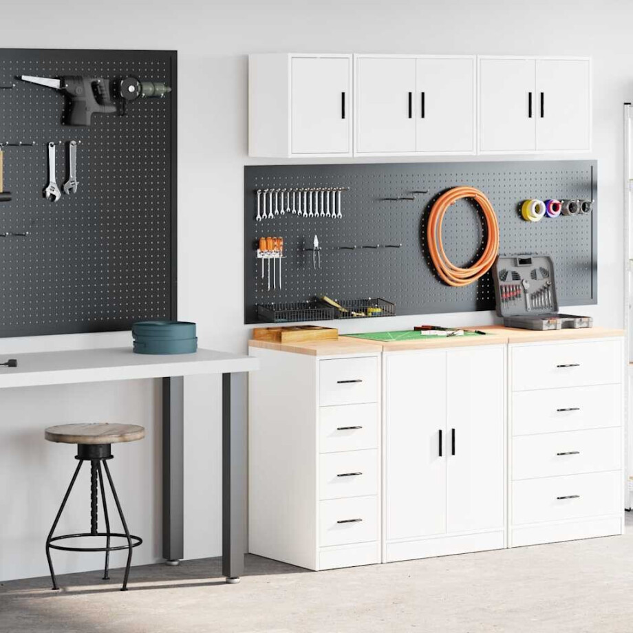 vidaXL Garagekasten 2 st spaanplaat wit afbeelding 1