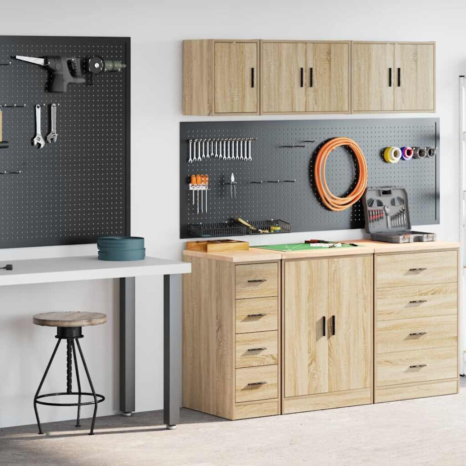 vidaXL Garagekasten 2 st Spaanplaat Sonoma eikenkleurig afbeelding 1