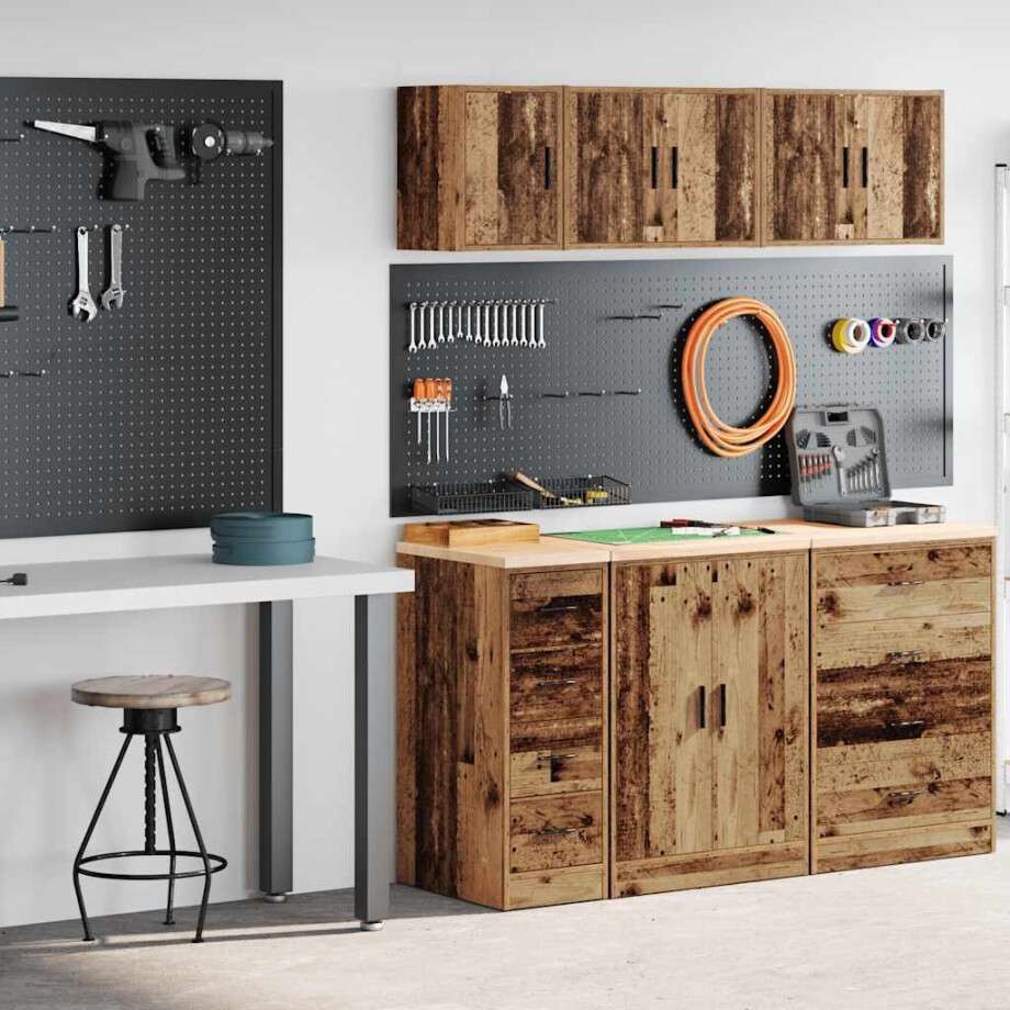 vidaXL Garagekasten 2 st bewerkt hout oud hout afbeelding 1