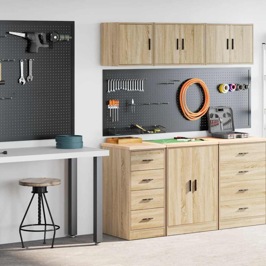 vidaXL Garagekasten 2 st Spaanplaat Sonoma eikenkleurig afbeelding 1