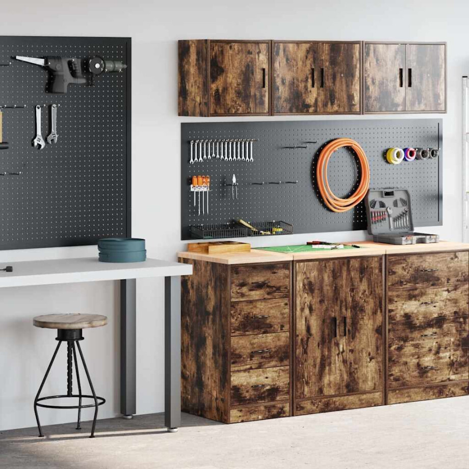 vidaXL Garagekasten 2 st Spaanplaat gerookt eiken afbeelding 1