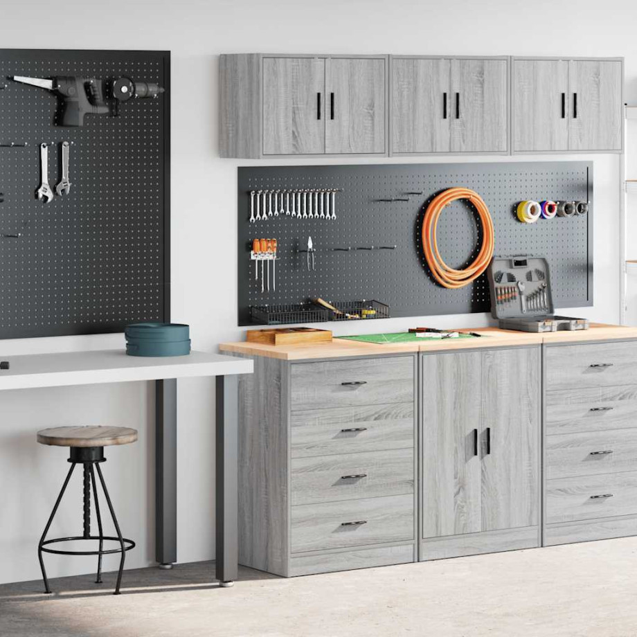 vidaXL Garagekasten 2 st bewerkt hout sonoma grijs afbeelding 1