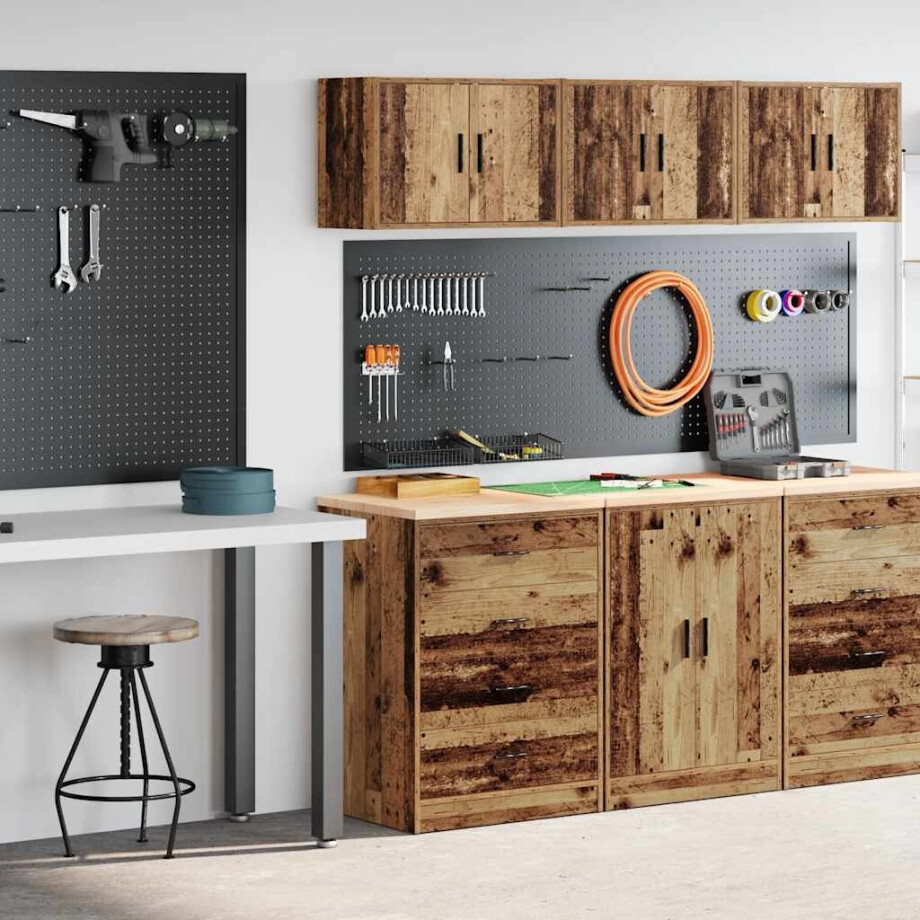 vidaXL Garagekasten 2 st bewerkt hout oud hout afbeelding 1