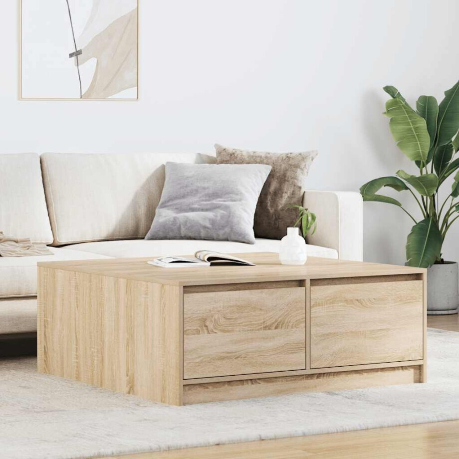 vidaXL Salontafel met lades 100x100x40 cm sonoma eikenkleurig afbeelding 1