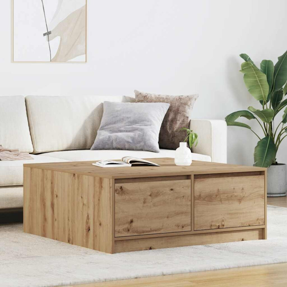 vidaXL Salontafel met lades 100x100x40 cm ambachtelijk eikenkleurig afbeelding 1