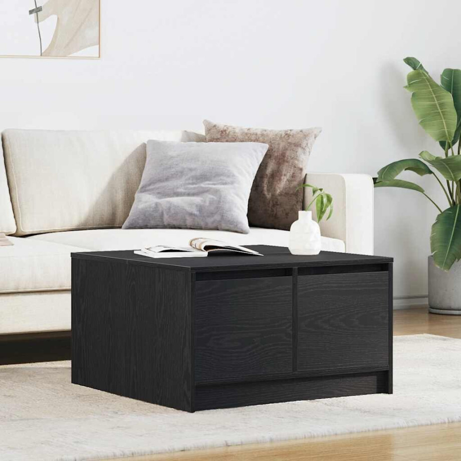 vidaXL Salontafel met lades 70,5x70x40 cm zwart eikenkleurig afbeelding 1