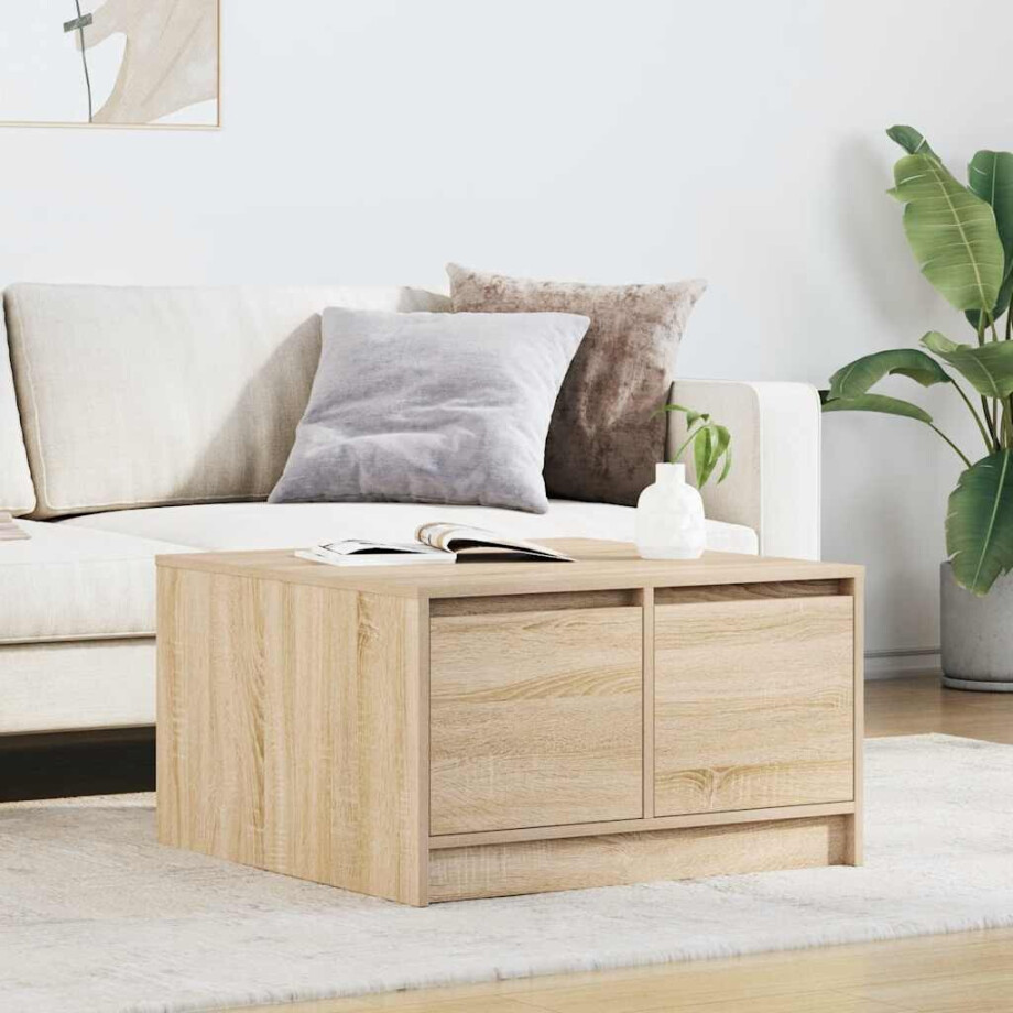 vidaXL Salontafel met lades 70,5x70x40 cm Sonoma eikenkleurig afbeelding 1