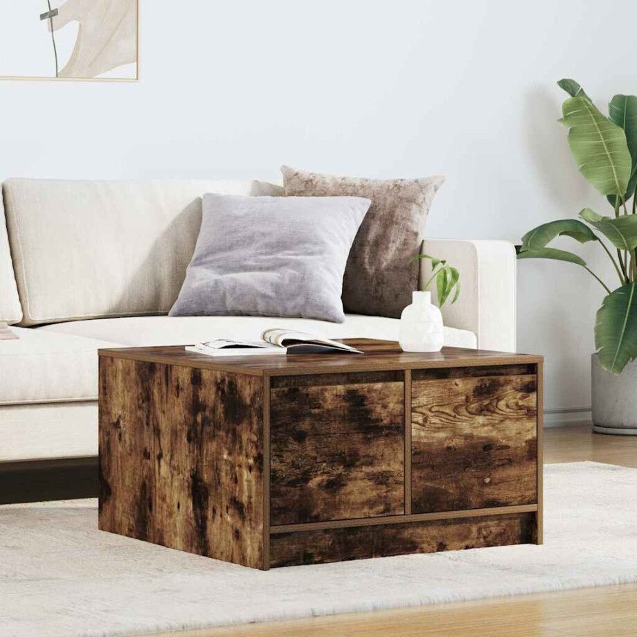 vidaXL Salontafel met lades 70,5x70x40 cm gerookt eikenkleurig afbeelding 1