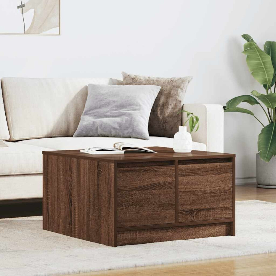 vidaXL Salontafel met lades 70,5x70x40 cm bruin eikenkleurig afbeelding 1