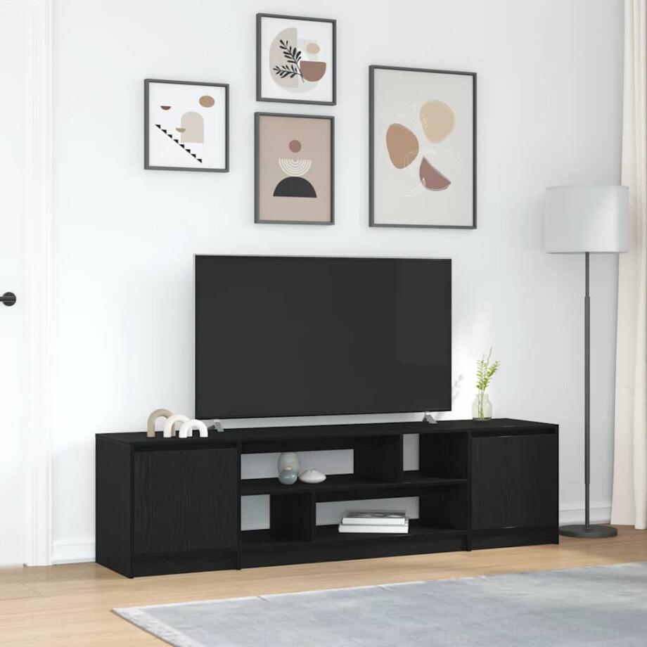 vidaXL Tv-meubel 188,5x41x50 cm spaanplaat zwart eikenkleurig afbeelding 1