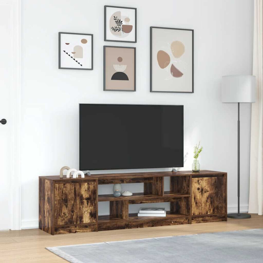 vidaXL Tv-meubel 188,5x41x50 cm spaanplaat gerookt eikenkleurig vidaXL Tv-meubel 188,5x41x50 cm spaanplaat gerookt eikenkleurig afbeelding 1