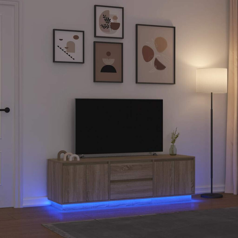 vidaXL Tv-meubel met LED-verlichting 160,5x41x50 cm sonoma eikenkleur afbeelding 1