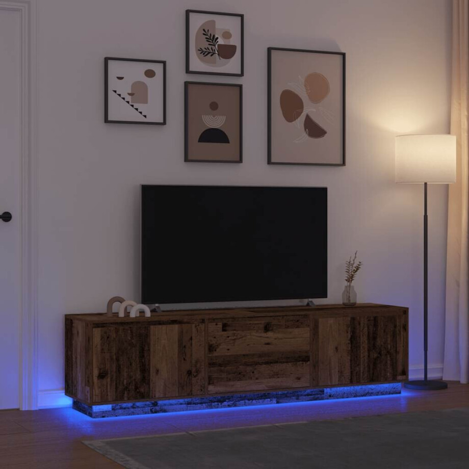 vidaXL Tv-meubel met LED-verlichting 193,5x41x50 cm oud houtkleurig afbeelding 1
