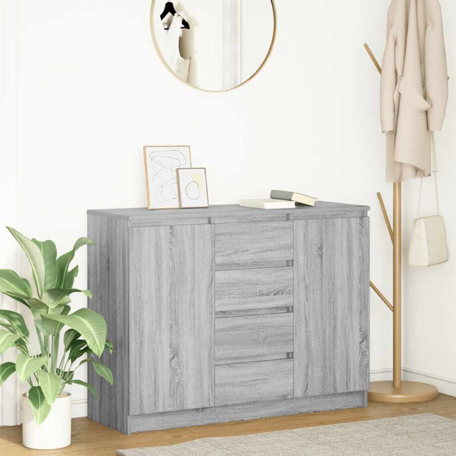 vidaXL Dressoir met lades 100,5x35x76 cm spaanplaat grijs Sonoma afbeelding 1