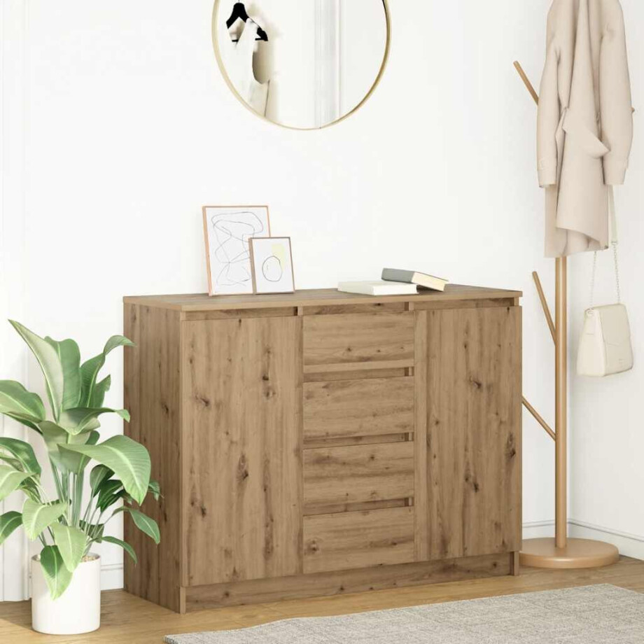 vidaXL Dressoir met lades 100,5x35x76 cm spaanplaat artisanaal afbeelding 1